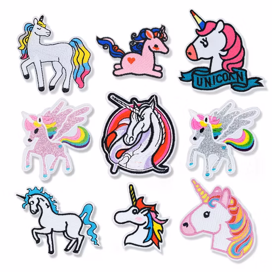 Popular Creative Design Cartoon Animal Unicorn Iron on Embroidery Patches